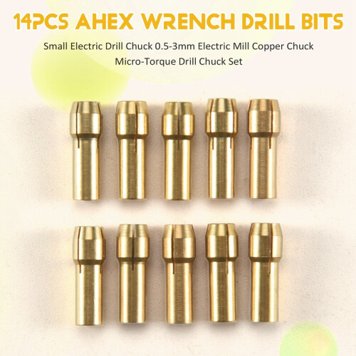 14 Small Electric Drill Chuck 0.5-3mm Electric Mill Copper Chuck Micro-Torque Drill Chuck Set (Hexagonal Wrench) 2