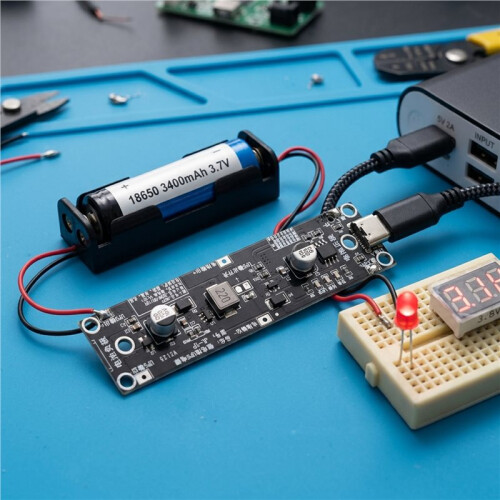 5Pcs Type-C 18650 Lithium Battery Boost Step  Module 18650 Lithium Battery UPS Boost Module for Power Bank DIY 9V 2