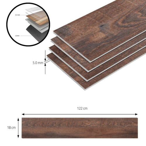 40er-Pack SPC-Vinylplatten 8,784 m² 5 mm 122 x 18 cm Effekt 1