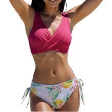 Bikini de mujer Conjunto de dos piezas PushUp Rojo M — traje baño mujer, bañador estampado floral, bikini sexy playa