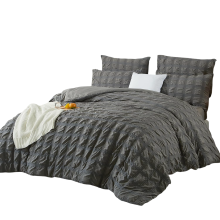 Parure de lit Housse de couette 135 x 200 2 Taies d'oreiller 80 x 80 cm Gris — linge de lit, seersucker respirant