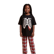 (7-8 Years) Show Me The Merch Short Sleeve Long Leg Pyjama Set (Unisex Kids Black)