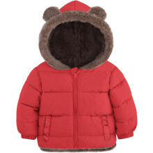 Veste Polaire d'Hiver pour Fille avec Capuche et Oreilles Rouge 1-2 Ans — manteau chaud enfant, blouson polaire bébé