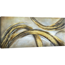 Modern Abstract Decorative Canvas Print White Gold 120x50 cm — floral wall art, large living room, bedroom wall decor