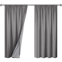 Thermische Verdunkelungsvorhänge Doppelschichtig 2 Paneele Grau 175x140 cm — schlafzimmer vorhänge, kälteschutz gardinen