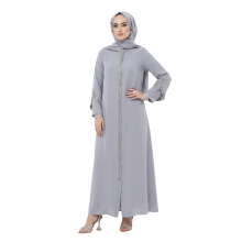 Damen Abaya Kleid Muslimisches Maxikleid Festlich Elegant Grau S — islamische festmode, langarm abendkleid