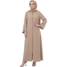 Damen Abaya Muslimisches Maxi-Kleid Festlich Elegant Beige XXL — islamische mode, langarm kleid damen