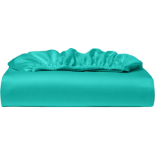 Fitted Sheet for 30 cm Mattresses Satin Turquoise 200x200 cm — bamboo bed linen, cooling bed sheet, king size bedding