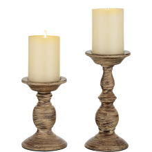 Decorative Vintage Retro Boho Candle Holders Gold Set of 2 — pillar candle stand, metal home decor