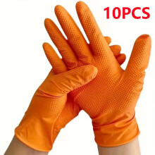 Guantes de nitrilo YUMARCH naranja diamante 8 mil, talla L, lote de 10