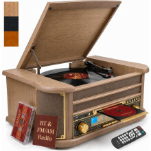 Record Player Cassette USB Hi-Fi Vinyl FM AM Denver MCR-50 Light Wood Retro