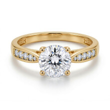 (R) Jewelco London 9ct Gold White Round Brilliant Lab Created Diamond Solitaire Shoulder Set Engagement Ring 7mm 1.25CTS - LABJRN554