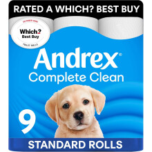 Andrex Complete Clean Toilet Roll - 9 Toilet Rolls | Complete Clean, Complete Confidence and endorsed as a Which? Best Buy