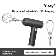 (Black)Mélangeur à main électrique avec batterie rechargeable pour cuisson et fouettage de crème