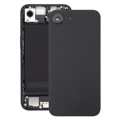 iPhone 16e hátlap apró alkatrészekkel - fekete