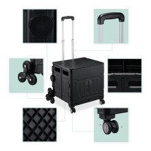 Opvouwbare traploop-boodschappenwagen met telescopisch handvat