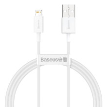Câble USB-A vers Lightning à charge rapide supérieure Baseus, 2,4 A, 1 m - Blanc