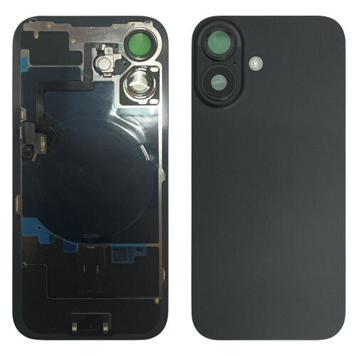 iPhone 16 hátlap apró alkatrészekkel - fekete