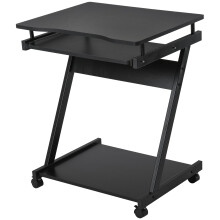 HOMCOM Mobile Computer Desk Z-Shaped Writing Desk 4 Wheels Black