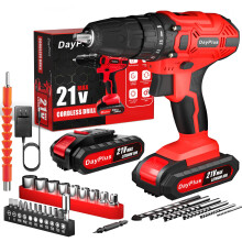 21V Cordless Drill, Electric Screwdriver Impact Driver Combi Drills Kit+ with 2 * 1500mAh Battery,Built in LED Light, 2 Speed,max Torqe 40N.m