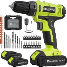 FADAKWALT 20V Cordless Drill, 2 Batteries Electric Screwdriver with case, 21+1 Torque, 2 Speed,30Nm Power Drill Driver, 3/8" Keyless Chuck, with LED