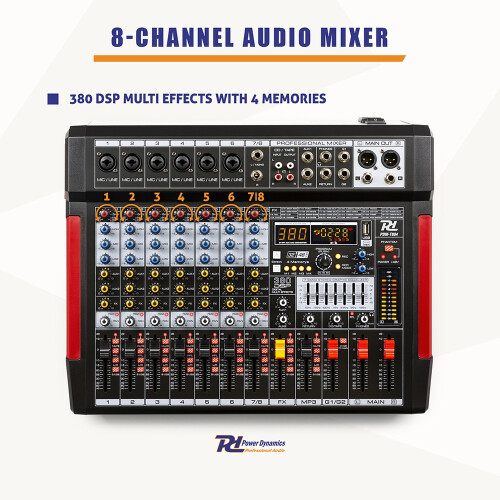 Power Dynamics 172.662 PDM-T804 Stage Mixer 8-Channel DSP/MP3 1