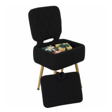 Sherpa Upholstered Vanity Stool Chair with Storage, Backrest Makeup Dressing Table Seat, Compact Accent Chair for Bedroom & Living Room