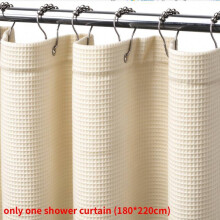 (Cream)Solid Color Polyester Waffle Design Shower Curtain For Daily Bathroom Decoration