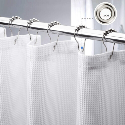 (Cream)Solid Color Polyester Waffle Design Shower Curtain For Daily Bathroom Decoration 1