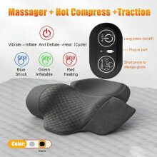 (A) Electric Neck Massager Pillow Cervical Stretcher Heating Vibration Massage Back Traction Orthopedic Sleeping Pillows Sup