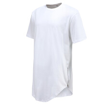 (White, XXL) Tshirt Lang Herren Extended Einfach Passform Modisch Freizeit Hop Rundhals Hip