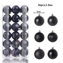 (36Pcs Black) 24Pcs 3cm Christmas Balls Christmas Tree Decoration Xmas Hanging Tree Pendants Home Party Christmas Tree Decor New Year Gifts