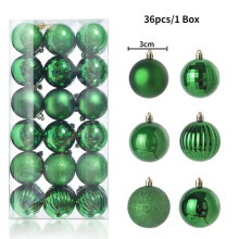(36Pcs Green) 24Pcs 3cm Christmas Balls Christmas Tree Decoration Xmas Hanging Tree Pendants Home Party Christmas Tree Decor New Year Gifts