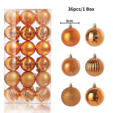 (36Pcs Orange) 24Pcs 3cm Christmas Balls Christmas Tree Decoration Xmas Hanging Tree Pendants Home Party Christmas Tree Decor New Year Gifts