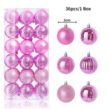 (36Pcs Pink) 24Pcs 3cm Christmas Balls Christmas Tree Decoration Xmas Hanging Tree Pendants Home Party Christmas Tree Decor New Year Gifts