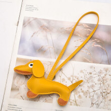(Yellow)Portachiavi a forma di cane bassotto portachiavi in pelle pu per chiavi e decorazione borsa