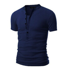 (Navy, XL) Fashion Mens Slim Fit V Neck Tshirt Muscle Tee Casual Tops Blouse Short Sleeve