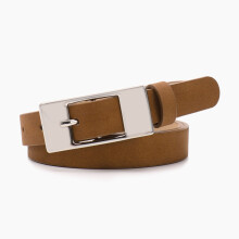 (Camel)Minimalist Womens Solid Color Pu Belt With Alloy Buckle For Casual Office Wear