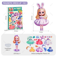 (Bunny Ears)Juguete de vestir pegatina magnética para niñas con accesorios de moda hágalo usted mismo para niños jugar