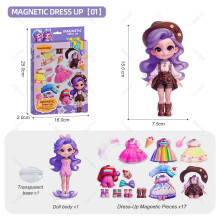 (Purple Hair)Juguete de vestir pegatina magnética para niñas con accesorios de moda hágalo usted mismo para niños jugar