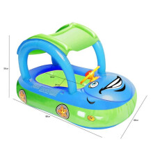 (Blue Green)Sun Protection Baby Swimming Pool Ring Inflatable Pool Canopy For 636 Months Babies