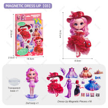(Red Dress)Juguete de vestir pegatina magnética para niñas con accesorios de moda hágalo usted mismo para niños jugar