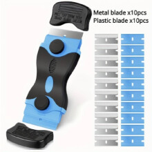 (Blue)Raschietto Lama Tool Kit Raschietti Lame Extra Vernice Plastica con Raschietto Doppia Testa