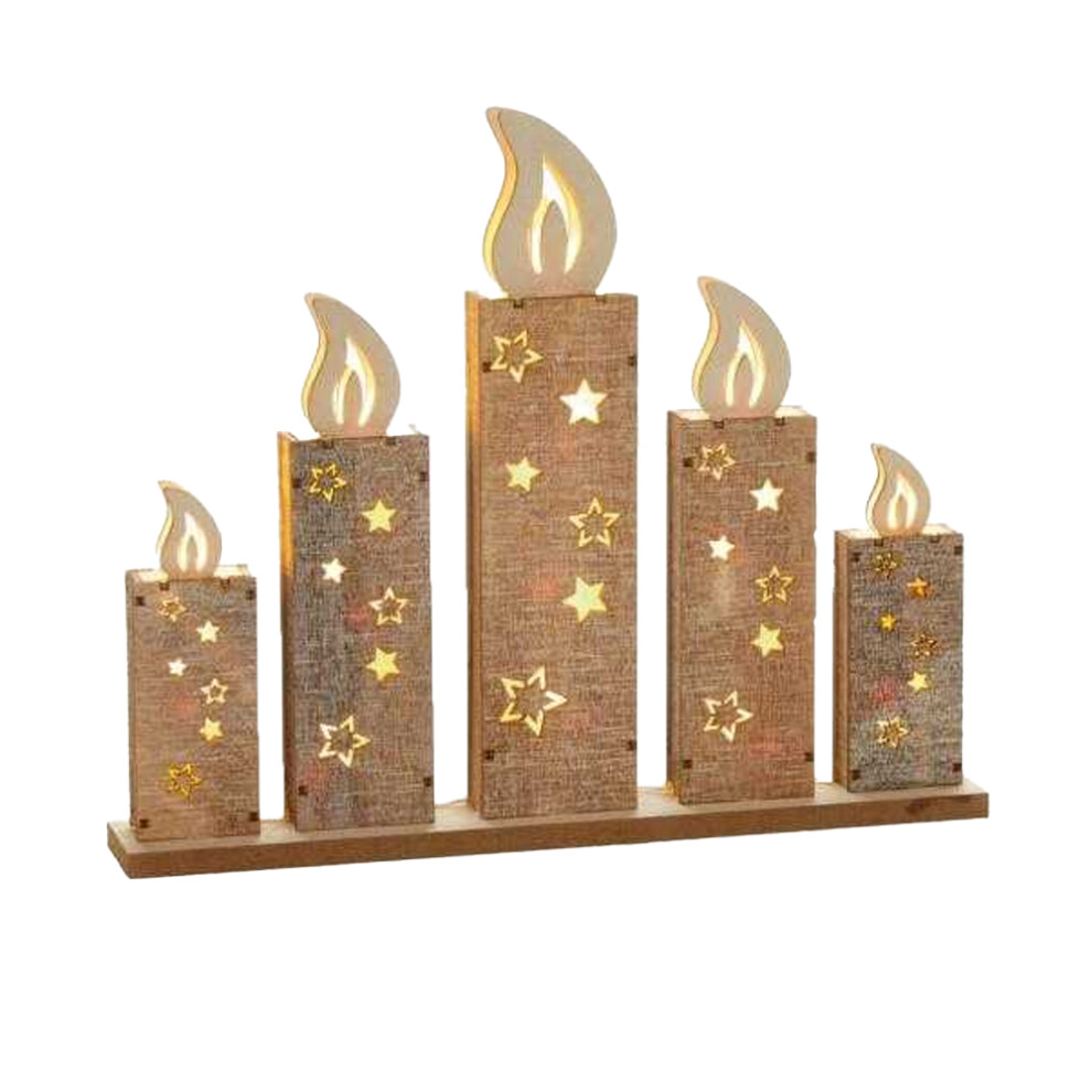 Premier Wooden Candle Christmas Decoration
