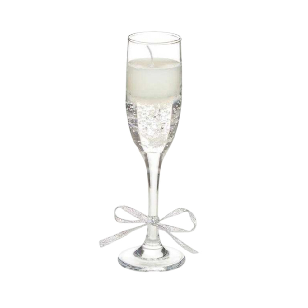 Premier (22Cm X 6Cm, Silver) Champagne Star & Bow Candle