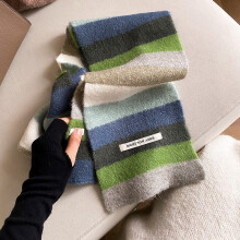(Green Blue)Minions Warm Short Knit Scarf With Colorful Design Casual Winter Gifting Style