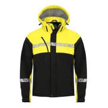 (XS, Black/Yellow) Projob Mens Progression 7400 Soft Shell Jacket