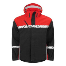 (XS, Black/Red) Projob Mens Progression 7400 Soft Shell Jacket
