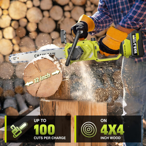 Cordless Chainsaw with 2 x 4.0Ah Batteries and 2 x Chains 1