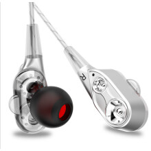 (silver)Auriculares Android Inear Estéreo Bajo Doble Controlador Auriculares Deportivos Micrófono con